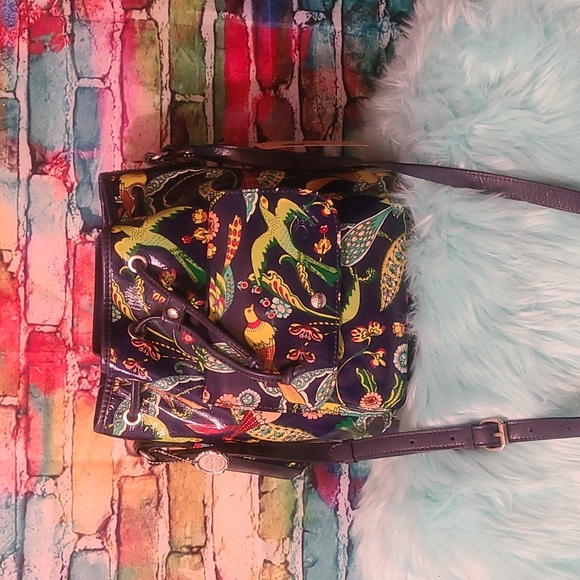 Patricia Nash birds of paradise Sabina Leather Drawstring purse - Picture 4 of 11